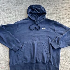 Nike Men's Navy Blue Hoodie with White Swoosh